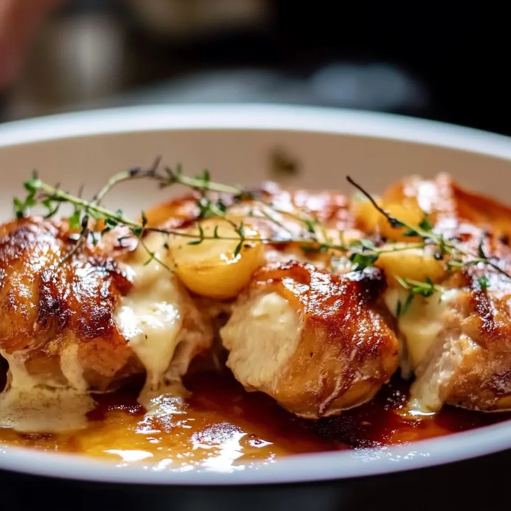 Gratinierter Schweinefilet Apfel Auflauf mit Currysahne