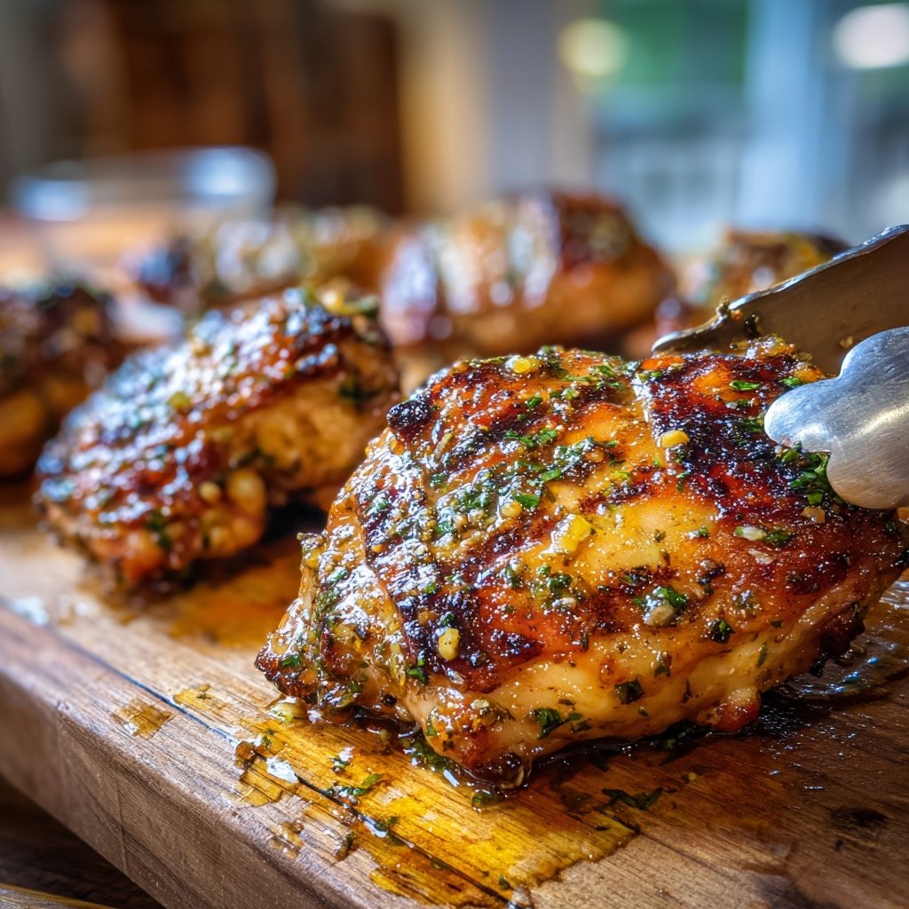 Gegrillte Hähnchenschenkel Marinierte Art