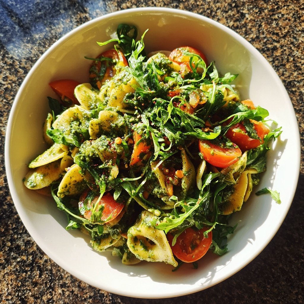 Mediterraner Nudelsalat Mit Pesto