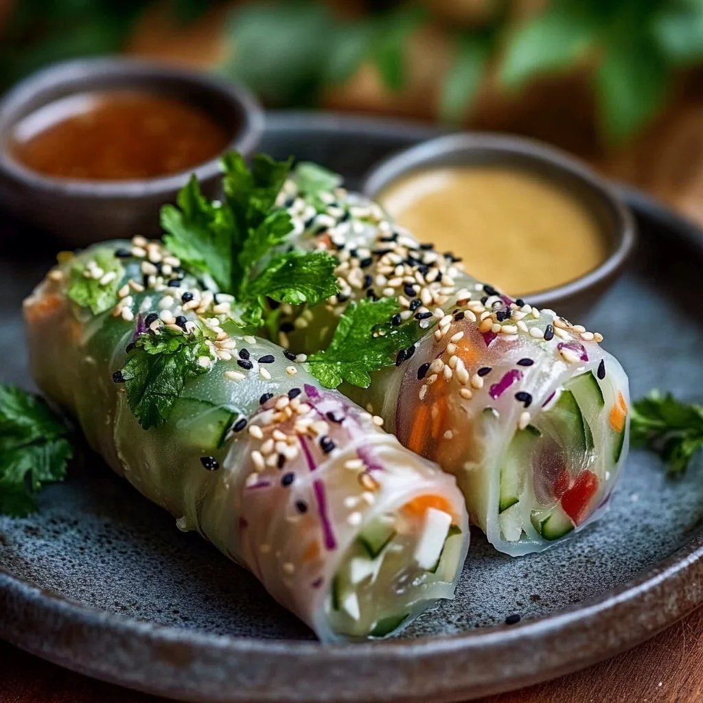 Leckere Sommerrollen mit Erdnussdip