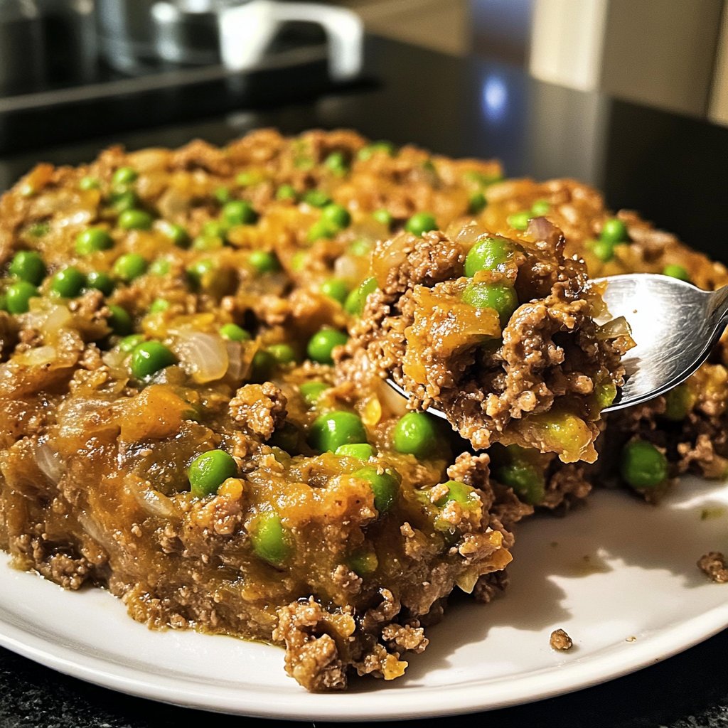 Hackfleisch Pfanne mit Erbsen