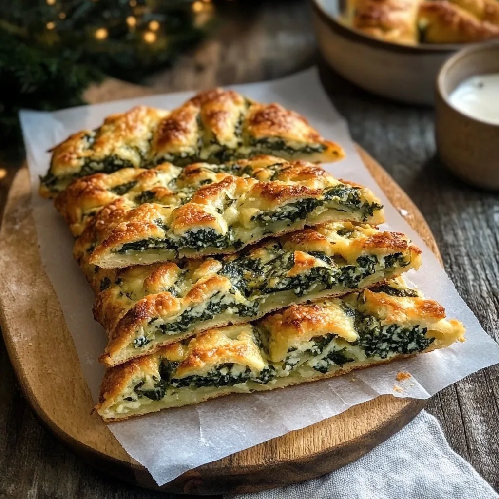 Weihnachtlicher Spinat-Dip-Brotstick