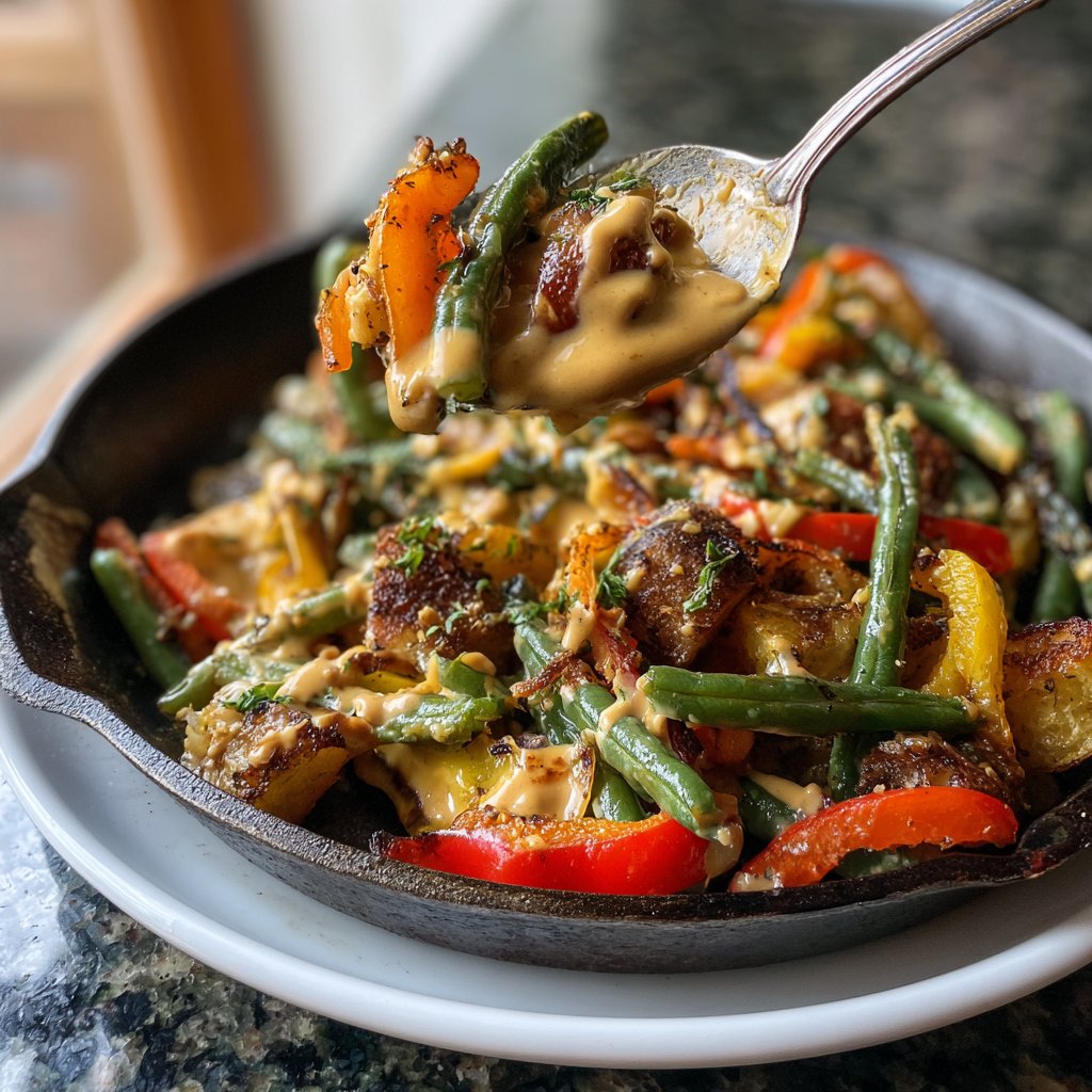 Gemüsepfanne mit Erdnusssauce