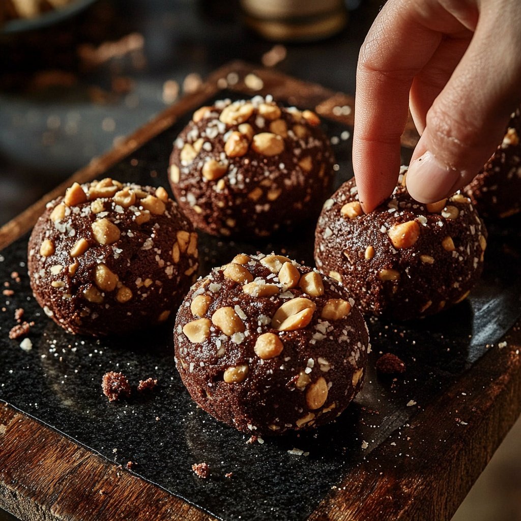Protein Bällchen mit Erdnuss und Kakao