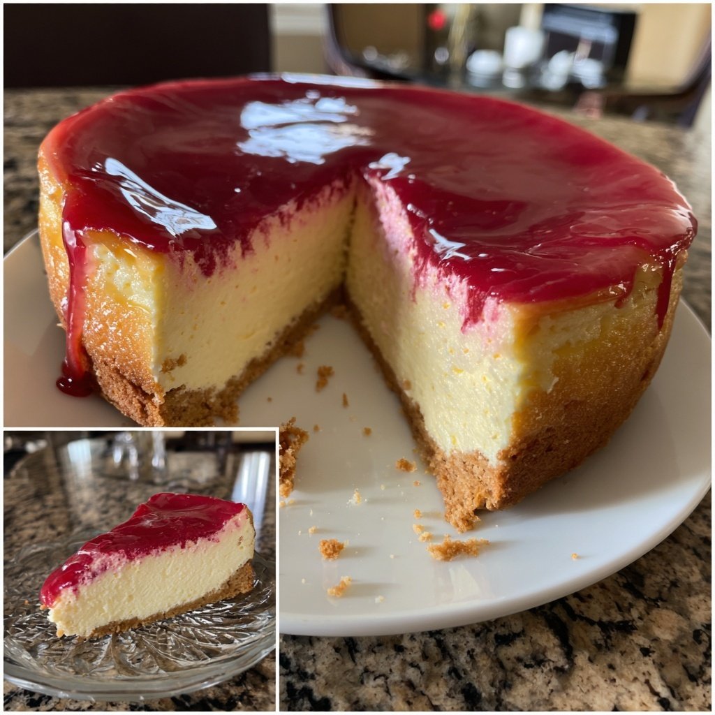 Cheesecake mit Himbeerspiegel
