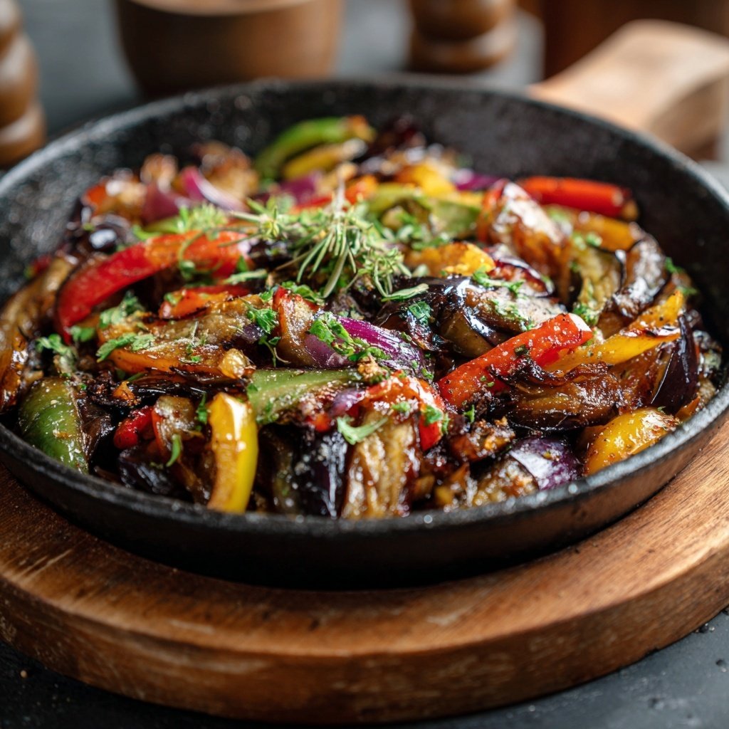 Vegetarische Auberginen Pfanne